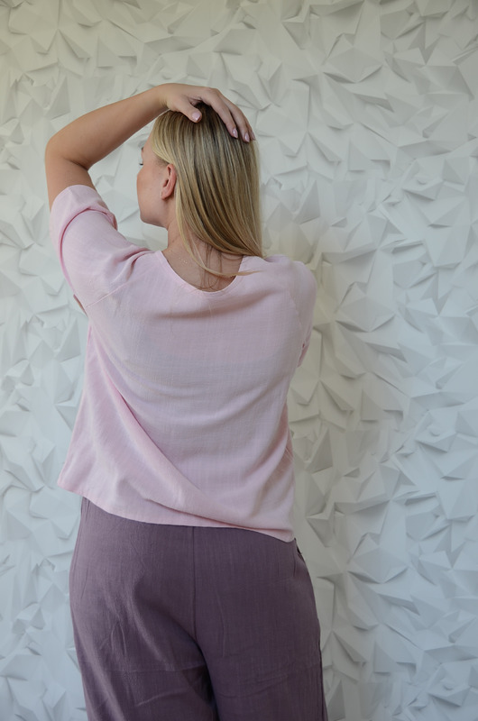 Bluzka len/wiskoza w kolorze różowego kwarcu