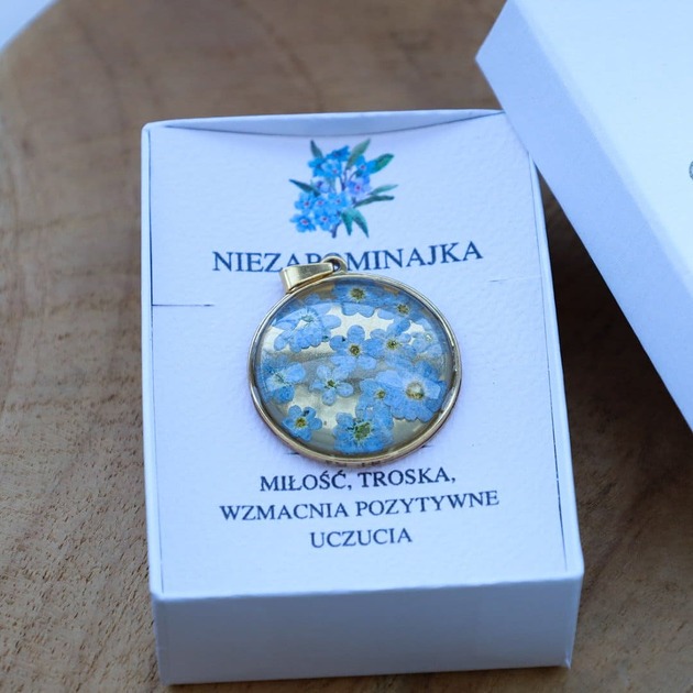 Złota duża zawieszka Niezapominajki ??