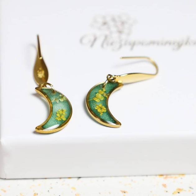 Kolczyki księżycowe z Kwiatami Dzikiej Marchwi Veronese