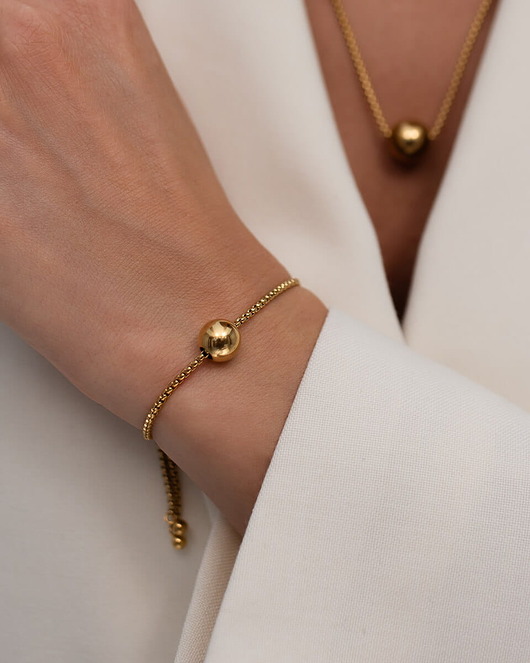 Złota bransoletka z kulką ze stali chirurgicznej pozłacana Paraiso Zorba