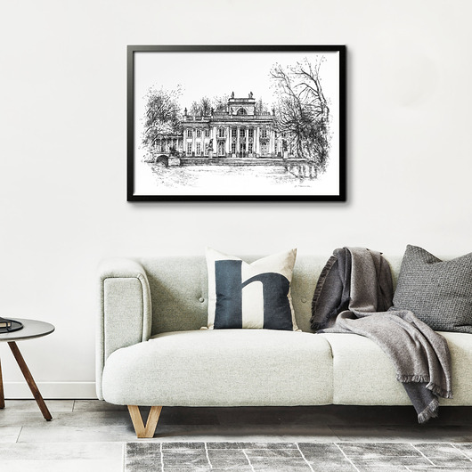 Łazienki Królewskie w Warszawie. Grafika art.print.