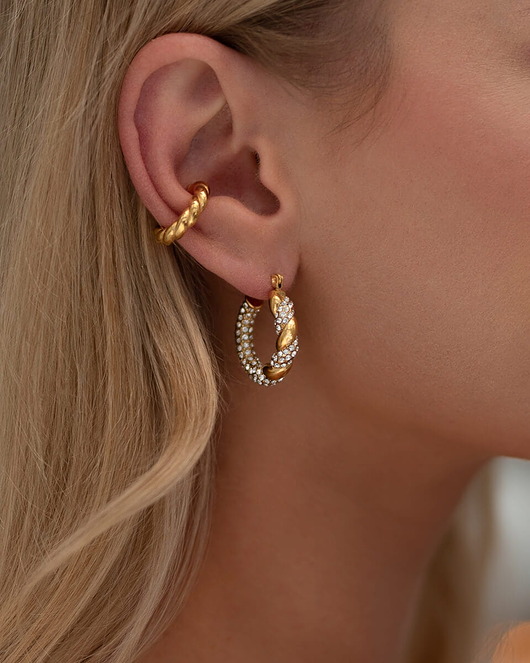 Złota pleciona nausznica ze stali chirurgicznej Paraiso Zaria