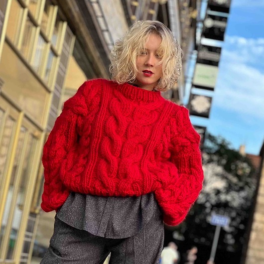 100% Merino sweter WARKOCZOWY na drutach