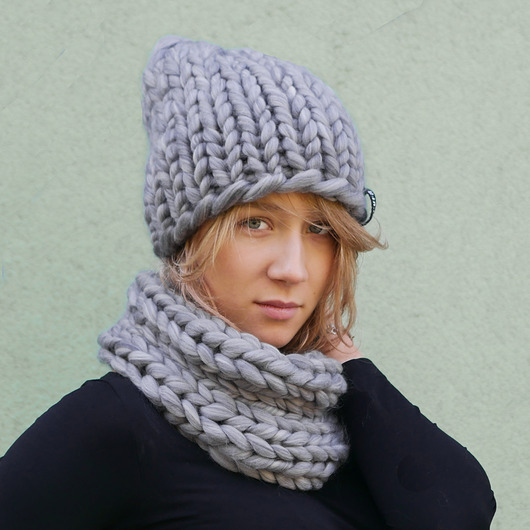 Zestaw czapka i Komin 100% merino