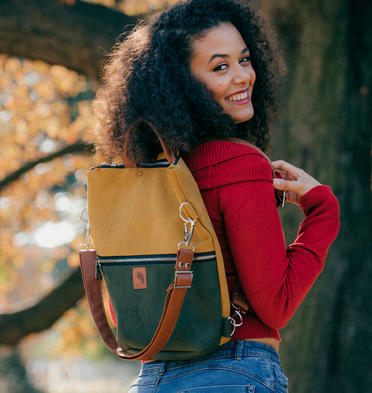 Plecak / torba 2 w 1 z nubuku rudy brąz