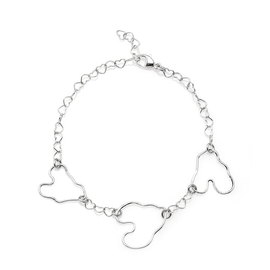 Srebrna bransoletka z serduszkami RARE