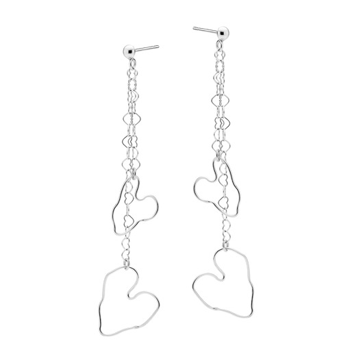 Kolczyki serca wiszące srebrne RARE