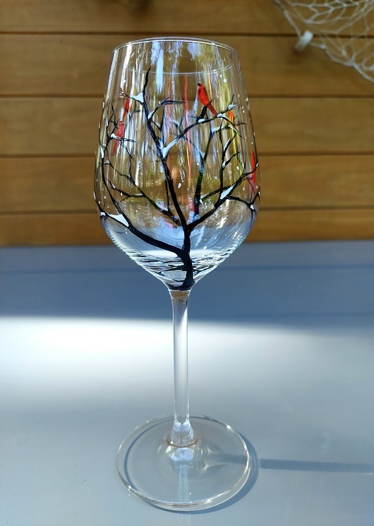 Kieliszek ręcznie malowany 4 Pory roku - Zima