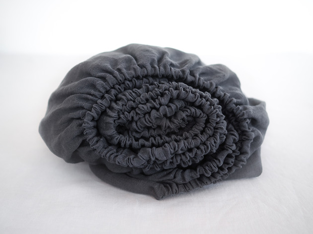 Lniane Prześcieradło Z Gumką CHARCOAL