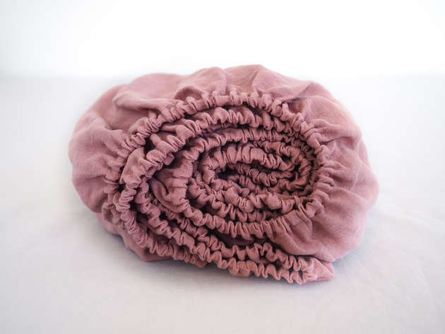 Lniane Prześcieradło Z Gumką DUSTY PINK
