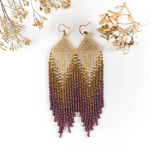 Kolczyki cieniowane - złoto, miedź, fiolet