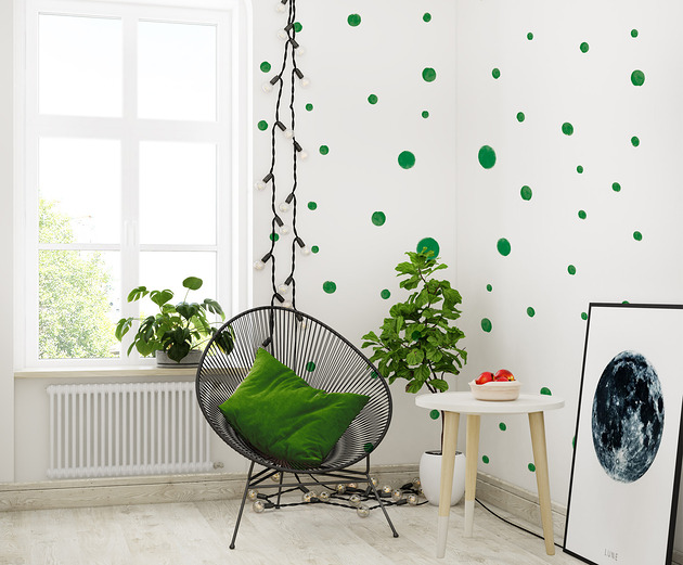 Tapeta dziecięca Zielone Kropki ( Painted Dots )