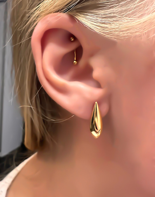 Kolczyki srebrne pozłacane krople slim