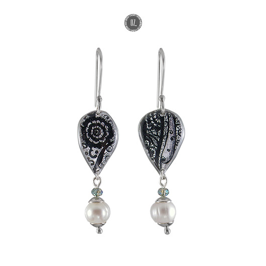 Kolczyki Lace Drops z perłami - długie