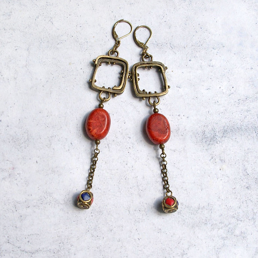 UNIKATOWE kolczyki :: korale tybetańskie