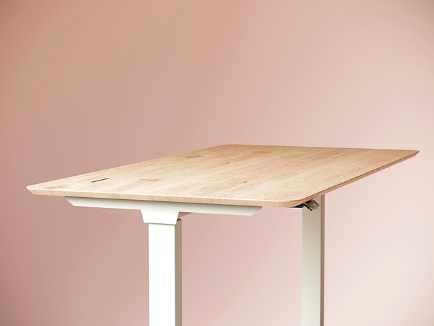 Biurko elektrycznie regulowane dębowe z białym stelażem - Lagom