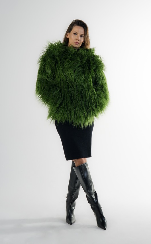 Zielone sztuczne futerko