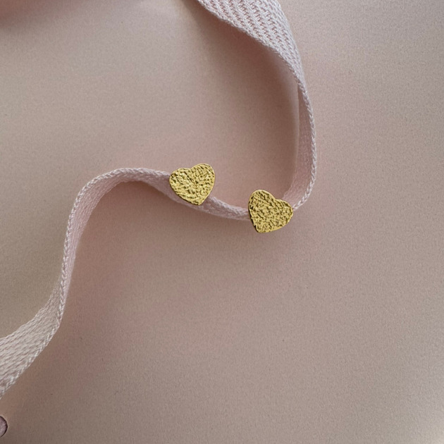 Kolczyki srebrna pozłacane - Serca strukturalne