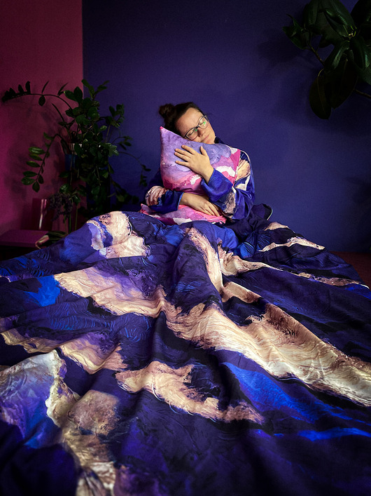 POŚCIEL 1 i 2os. autorski print kobaltowe CHMURY na niebie 100%BAWEŁNA premium