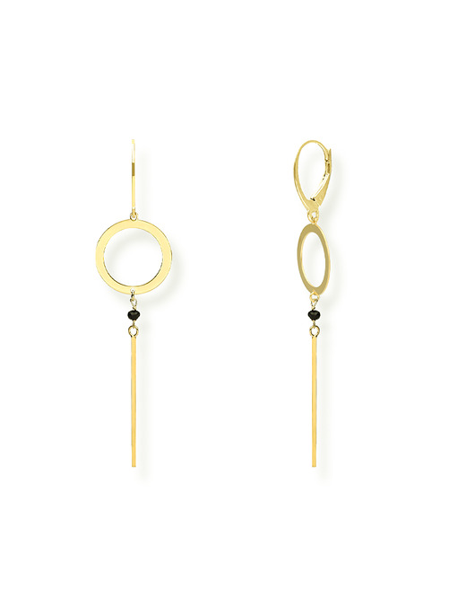 Kolczyki srebrne pozłacane z kamieniem onyks-długie,wiszące