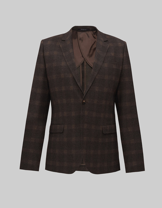 Marynarka w kratę valmorea brąz slim fit
