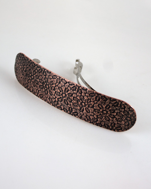 Kwiaty - miedziana klamra do włosów (większa)