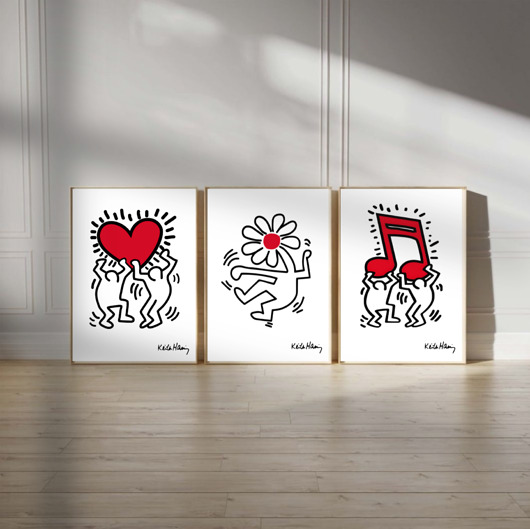 3 PLAKATY dekoracyjne pop art Keith Haring grafiki