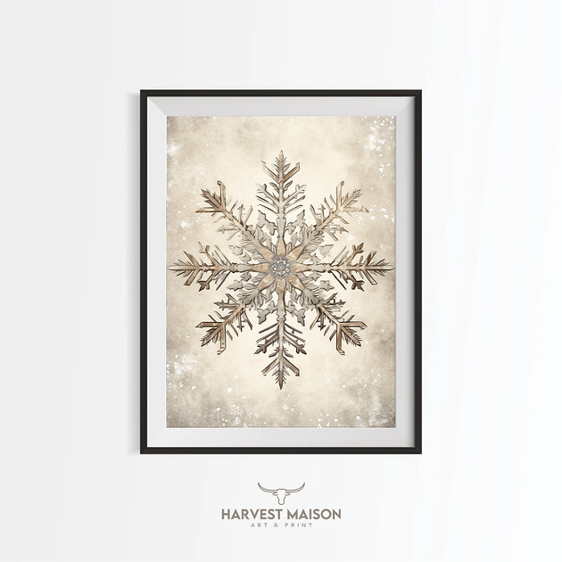 Plakat Świąteczny Śnieżynka Vintage Shabby Chic