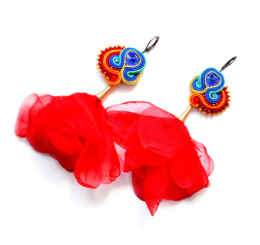 Sutaszowe kolczyki RED&BLUE