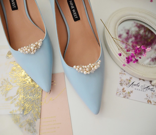 Klipsy do butów perełki i kryształki Swarovski