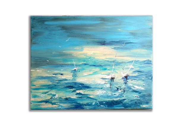 Obraz ręcznie malowany Morze 30x40 cm