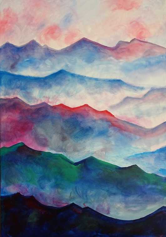 Duży obraz olej na płótnie Bieszczady abstrakcja