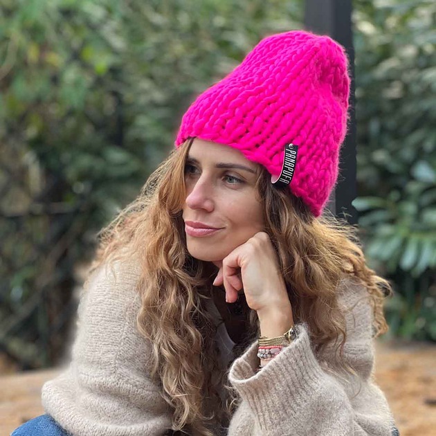 100% merino czapka neon