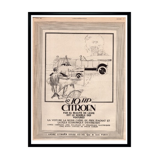 Plakat Oprawiona francuska reklama samochodów CITOREN, 1922 r