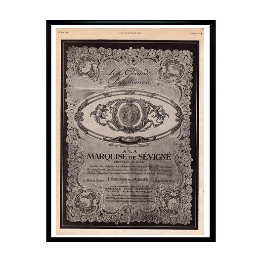 Plakat Oprawiona francuska reklama czekolady Marquise de Sevigne, 1922 r