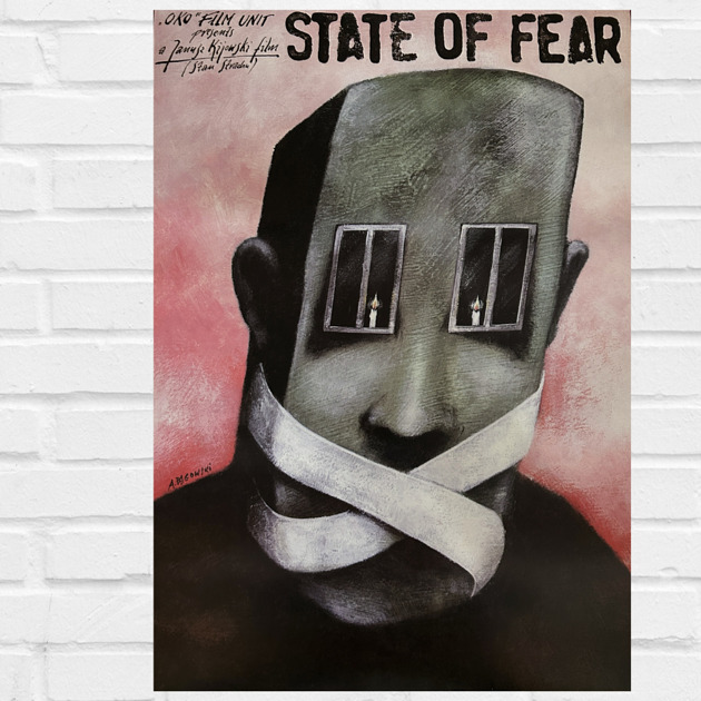 Plakat do filmu Stan Strachu (State of fear), aut. Andrzej Pągowski, 1989 r