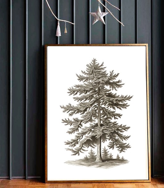 PLAKAT dawne malarstwo drzewo choinka