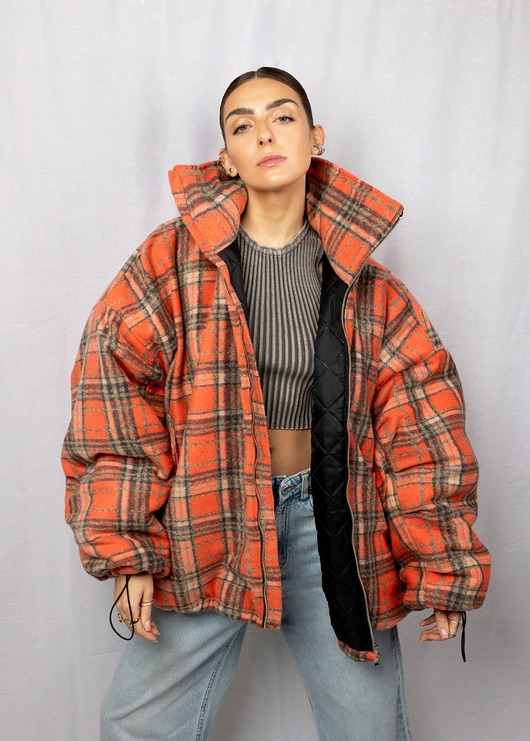 Kurtka typu bomber w czerwoną kratkę red rush