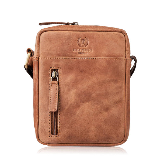 Saszetka męska skórzana na ramię w kolorze koniakowym Paolo Peruzzi