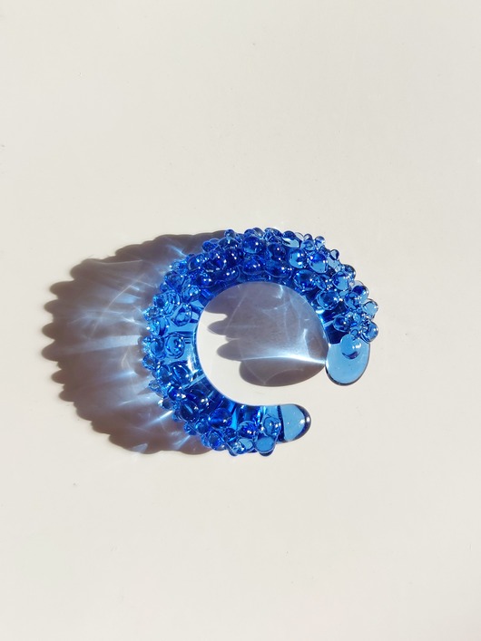 Szklana nausznica Crystal niebieska