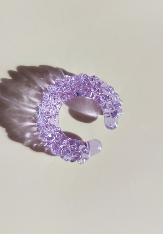 Szklana nausznica Crystal fioletowa