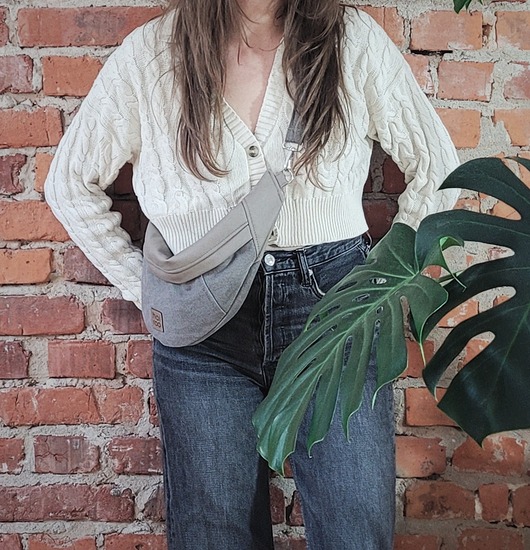 Nerka Haru taupe bawełniana z ekoskórą