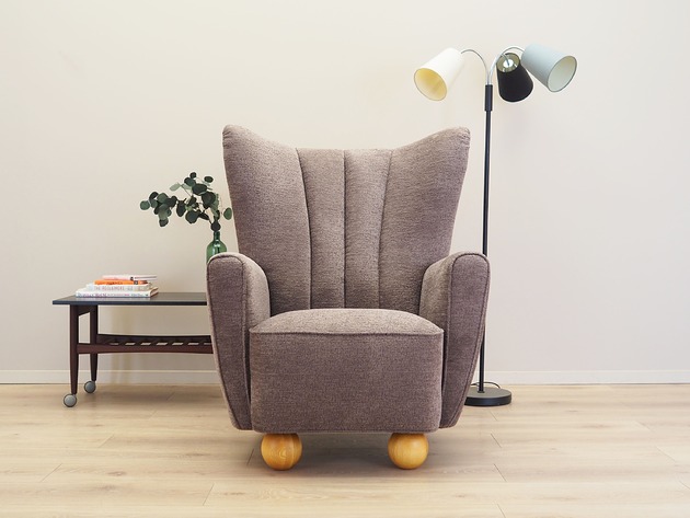 Fotel szary, skandynawski design, produkcja: Dania