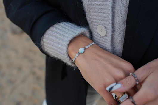 Bransoletka na Miłość z Larimarem Akwamarynem i Morganitem