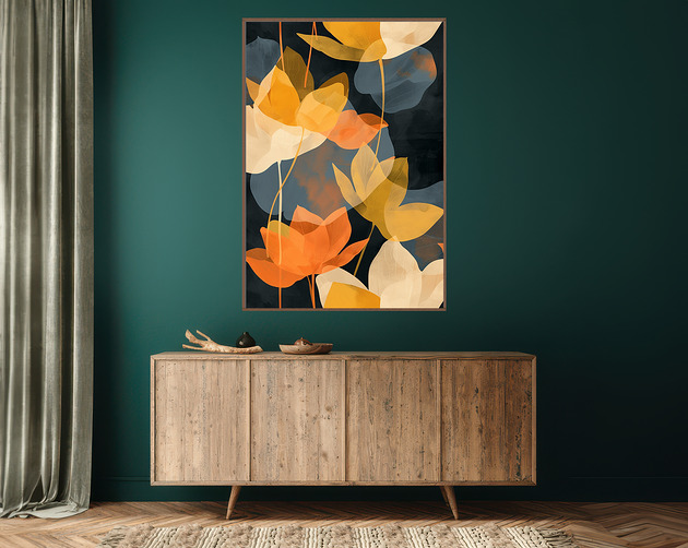 Liście magnolii - Plakat, druk - Chiński Orient, Harmonia Zen, Wabi Sabi #88