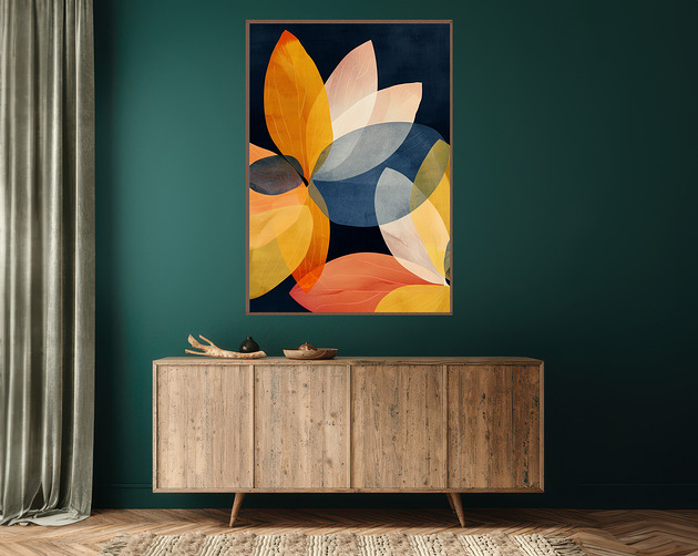 Liście magnolii - Plakat, druk - Chiński Orient, Harmonia Zen, Wabi Sabi #90