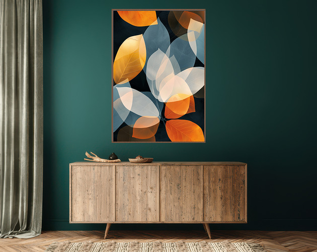 Liście magnolii - Plakat, druk - Chiński Orient, Harmonia Zen, Wabi Sabi #91