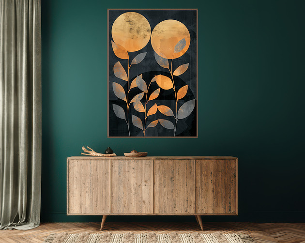 Liście magnolii - Plakat, druk - Chiński Orient, Harmonia Zen, Wabi Sabi #92