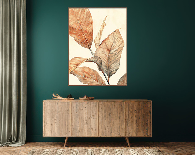 Liście magnolii - Plakat, druk - Chiński Orient, Zen, Wabi Sabi #97