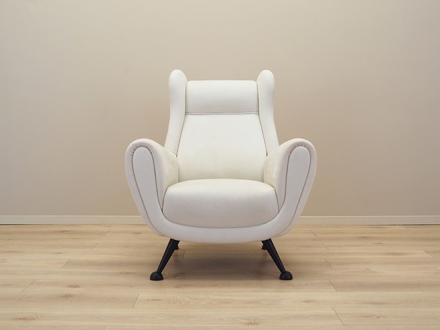 Fotel biały, włoski design, lata 80, produkcja: Włochy